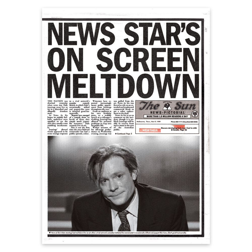 1989 newspaper front page recreation including photo editing (The Newsreader S3)