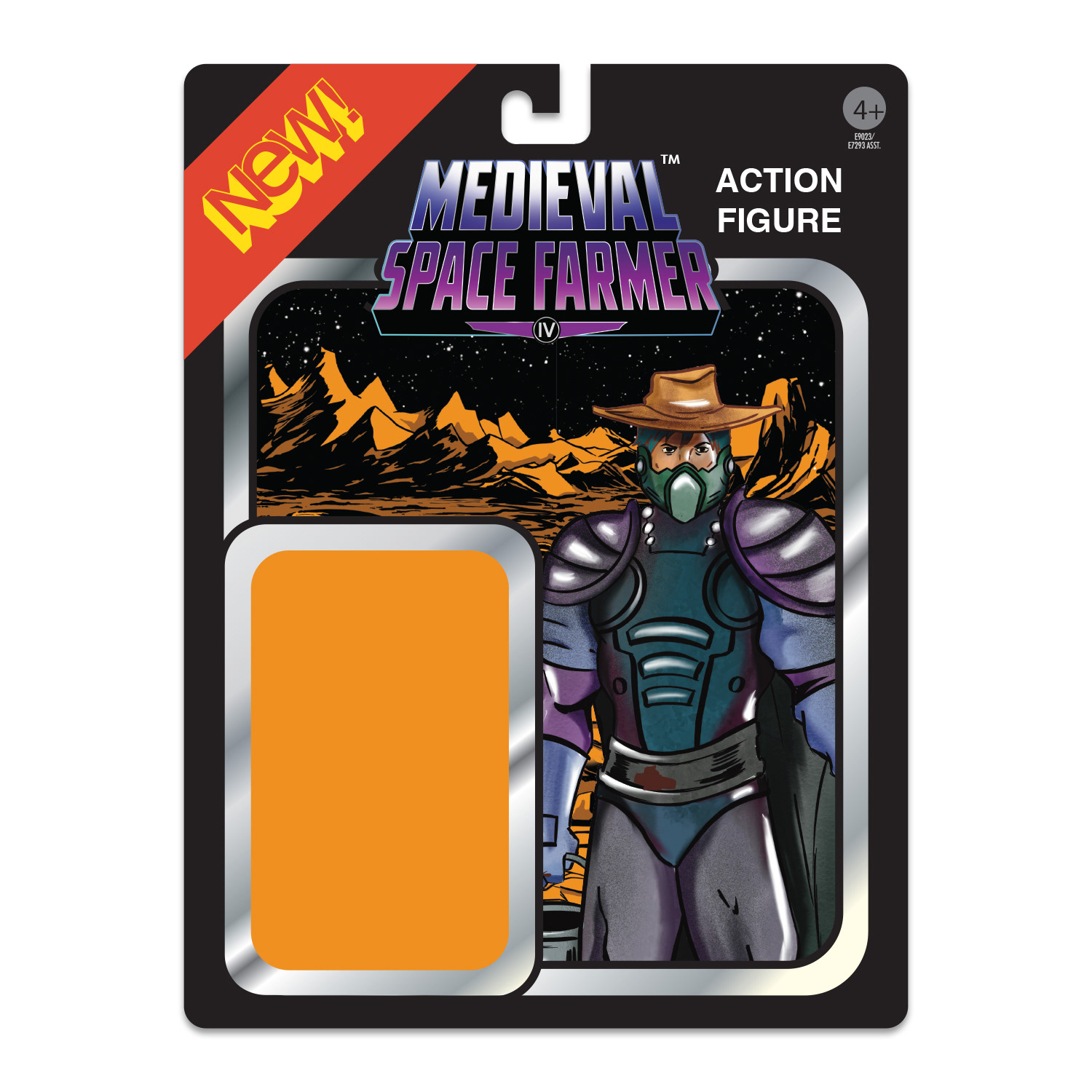 Action figure packet front - illustration of "Space Farmer" only done by collaborator (Spooky Files)