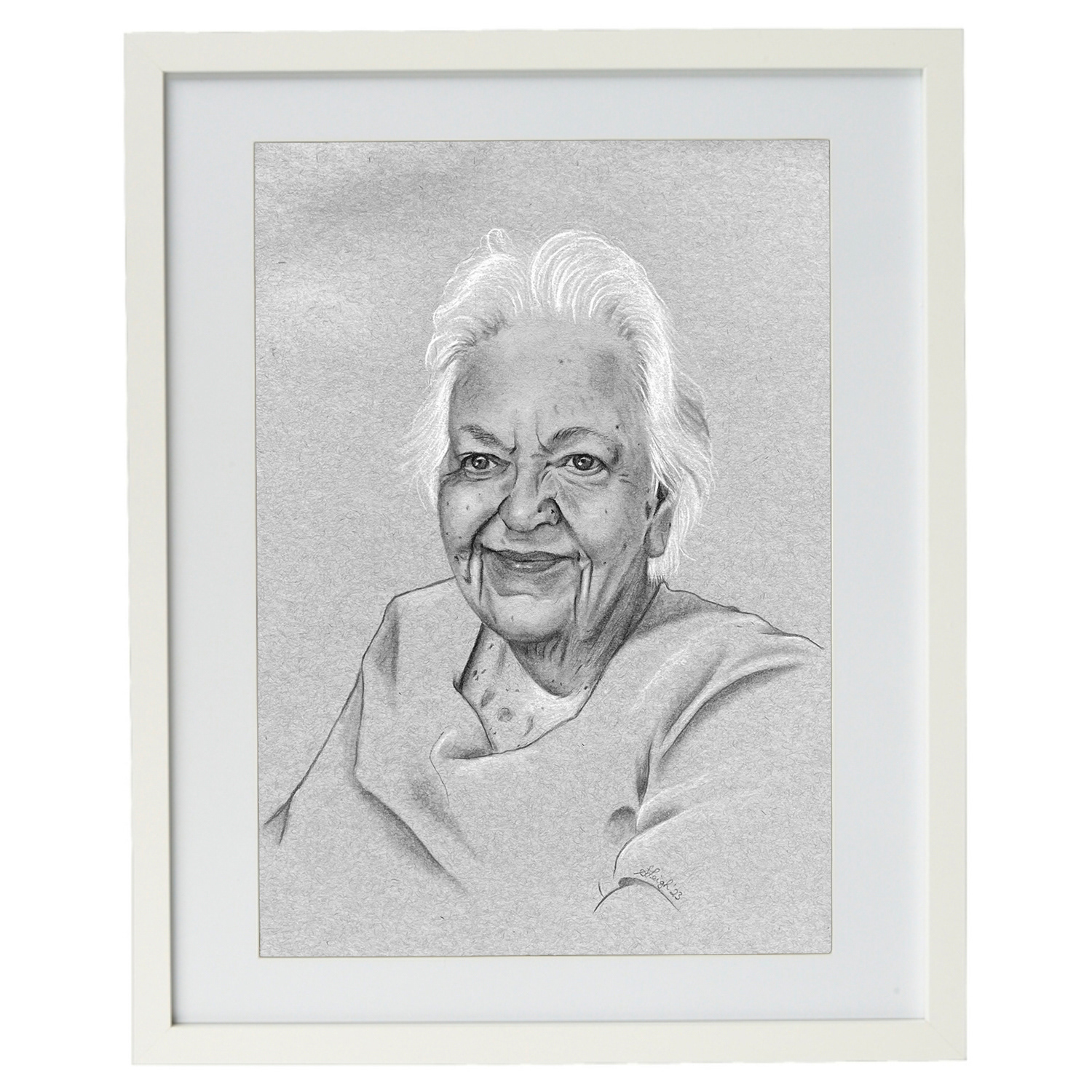 Portrait with charcoal on paper