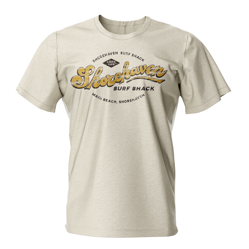 Surf shop tee shirt design (including hand drawn typography) for costume