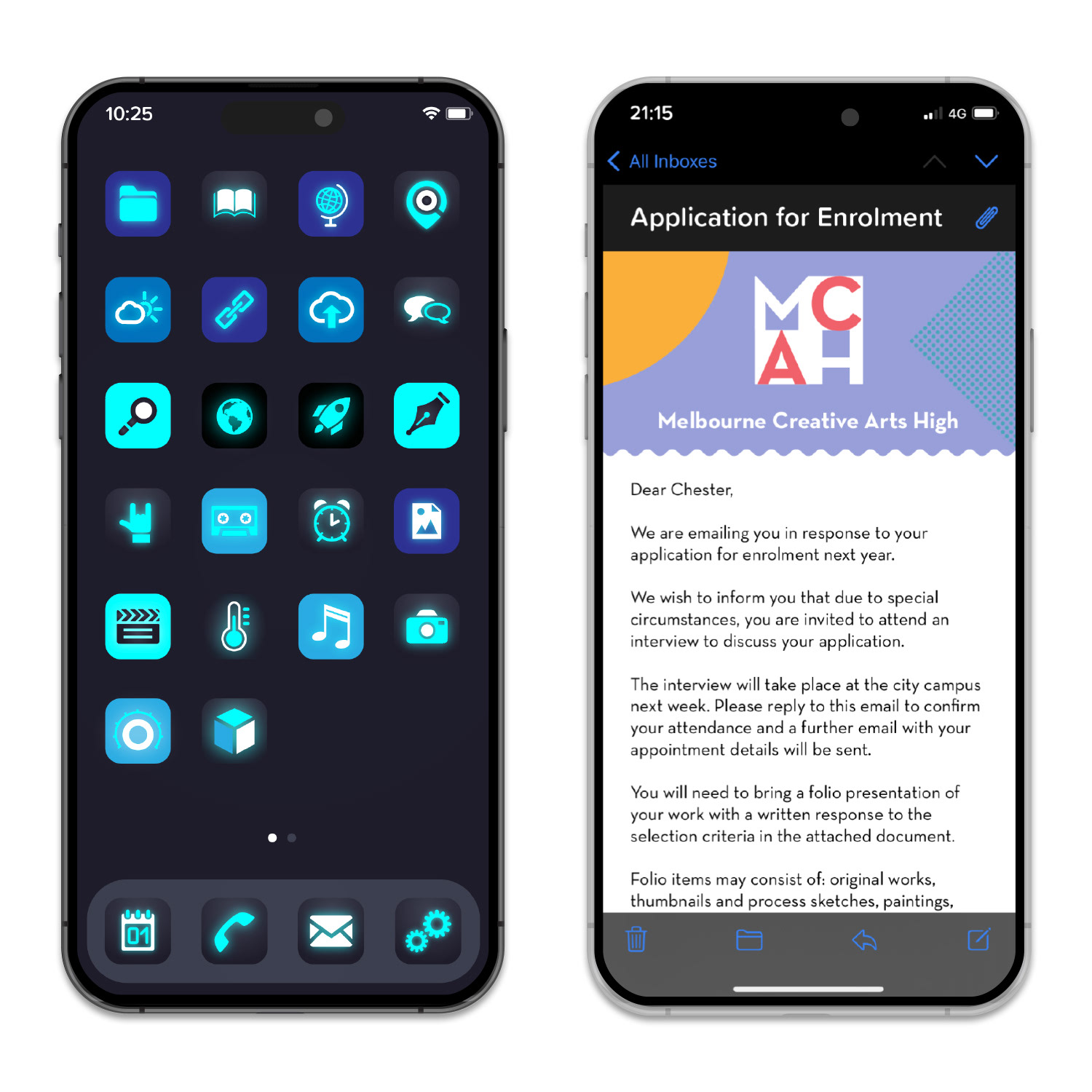 Phone screen designs