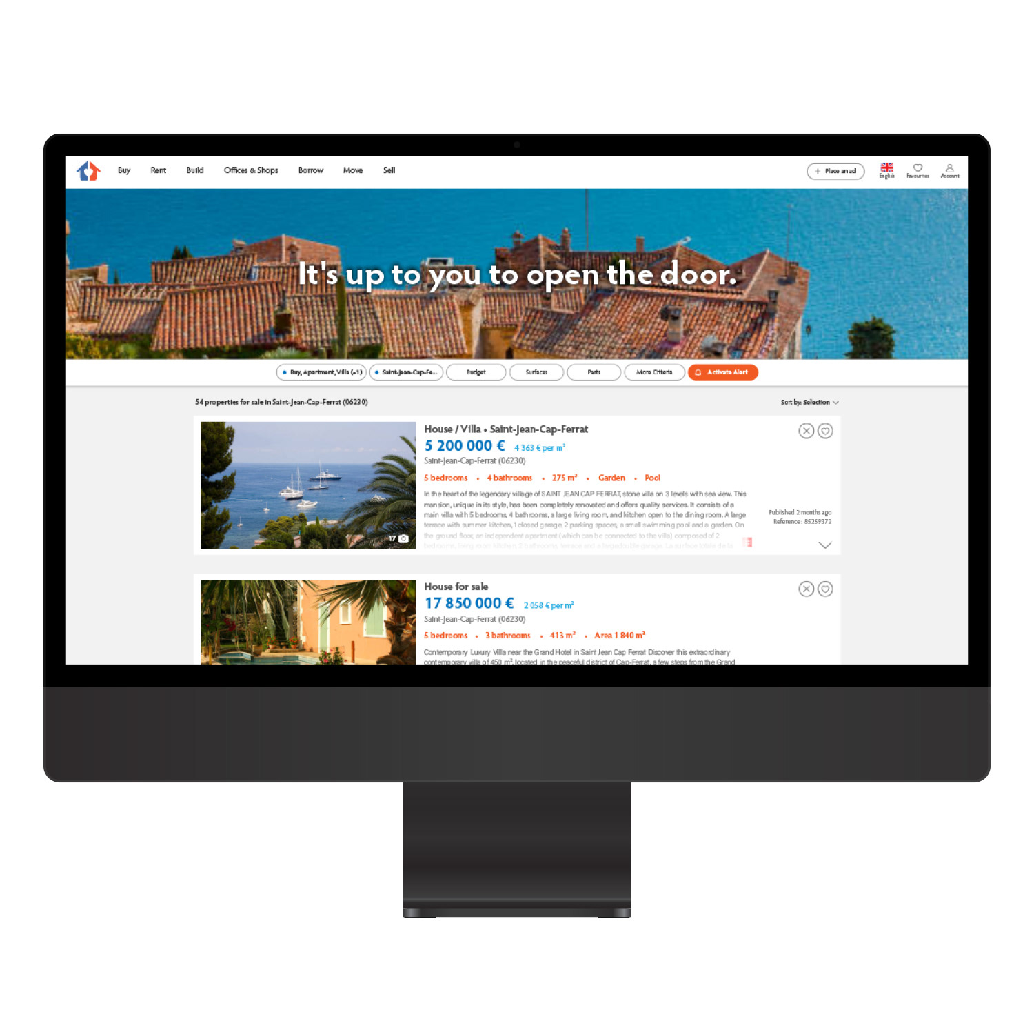 Scrollable French real estate website design (Bear Country)