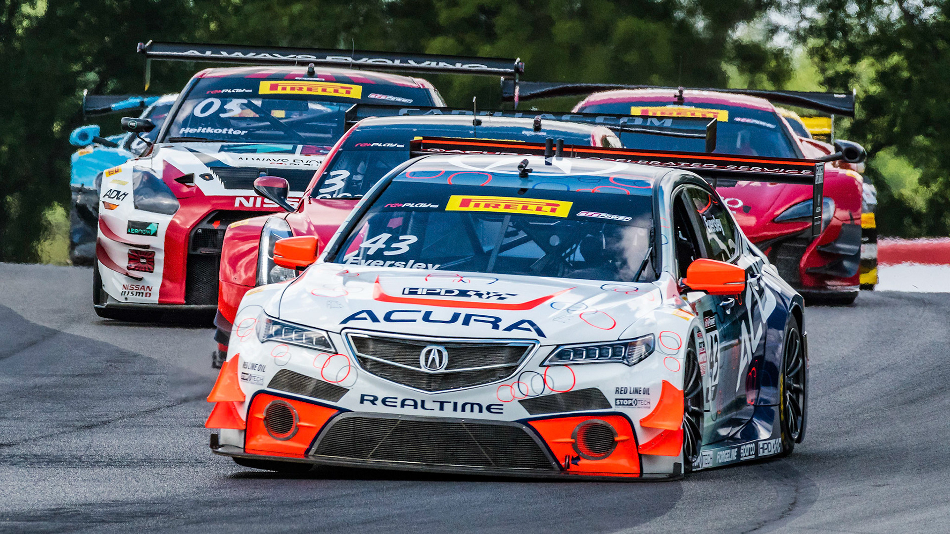 Lap 1 of the World Challenge race at Mid-Ohio