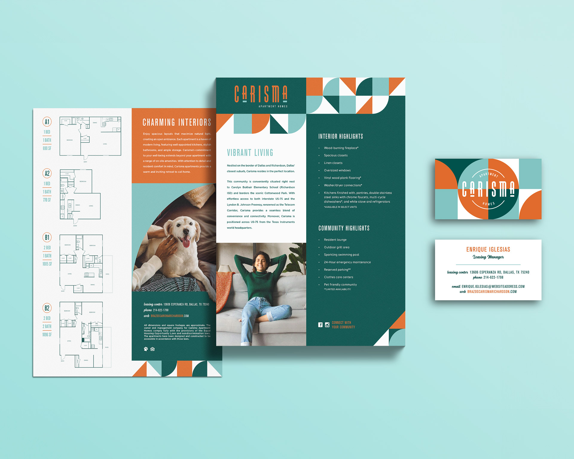 Carisma flyer and business cards