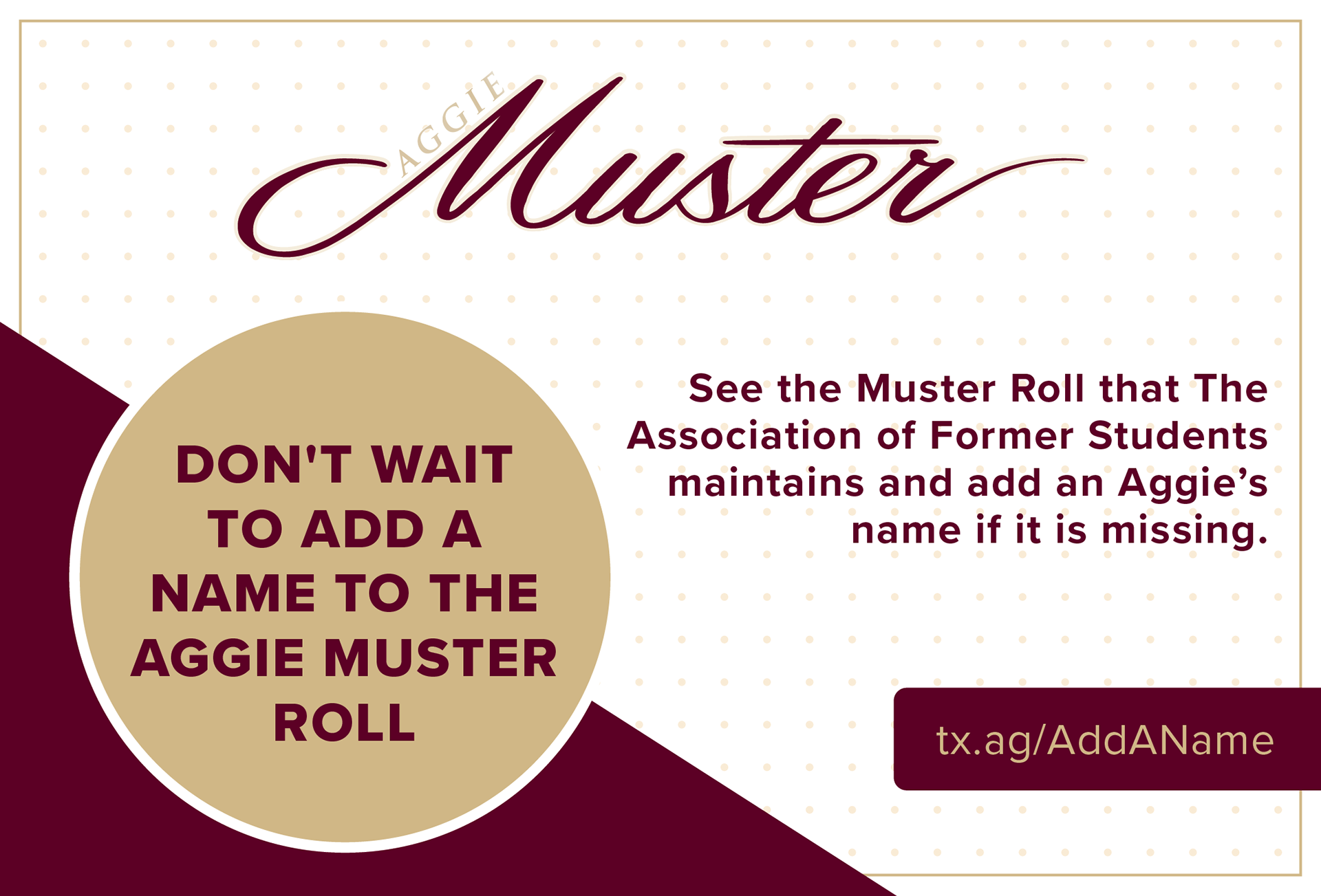 Aggie Muster Ad