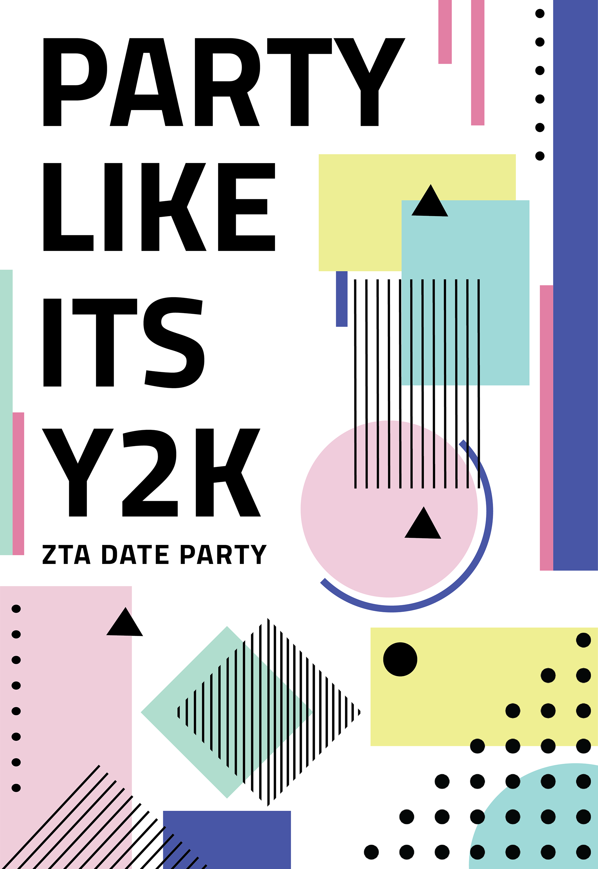 ZTA Year 2000 Date Party Banner Design