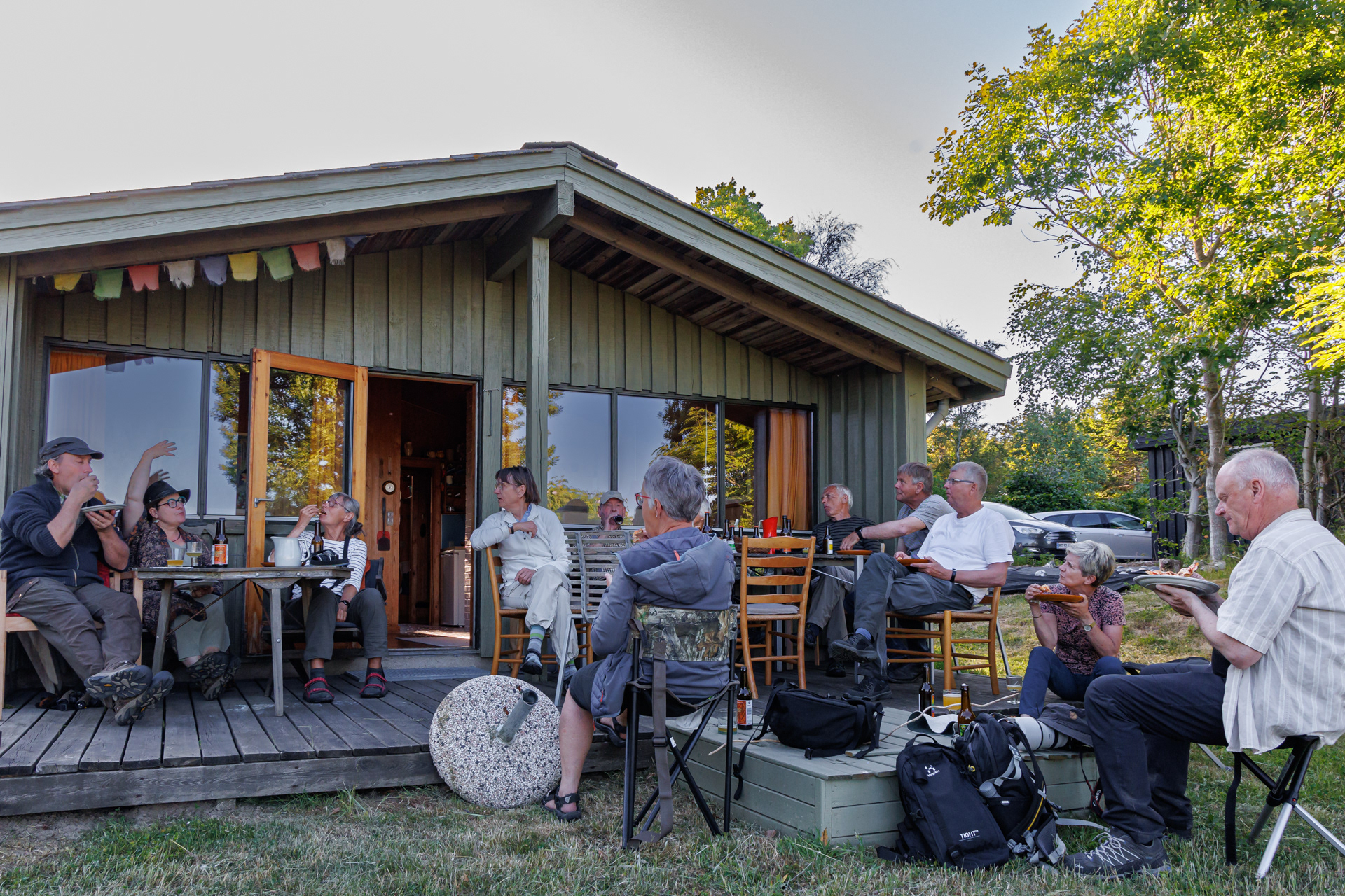 Pizza, dejlig øl og godt selskab ved Kirstens sommerhus
