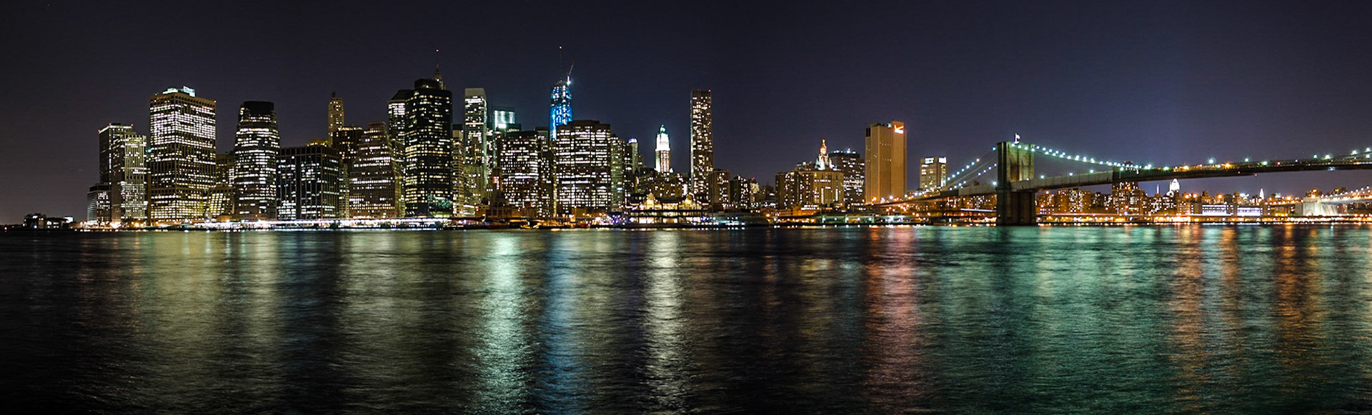 Manhattan Skyline and Brooklyn Bridge panoramic view