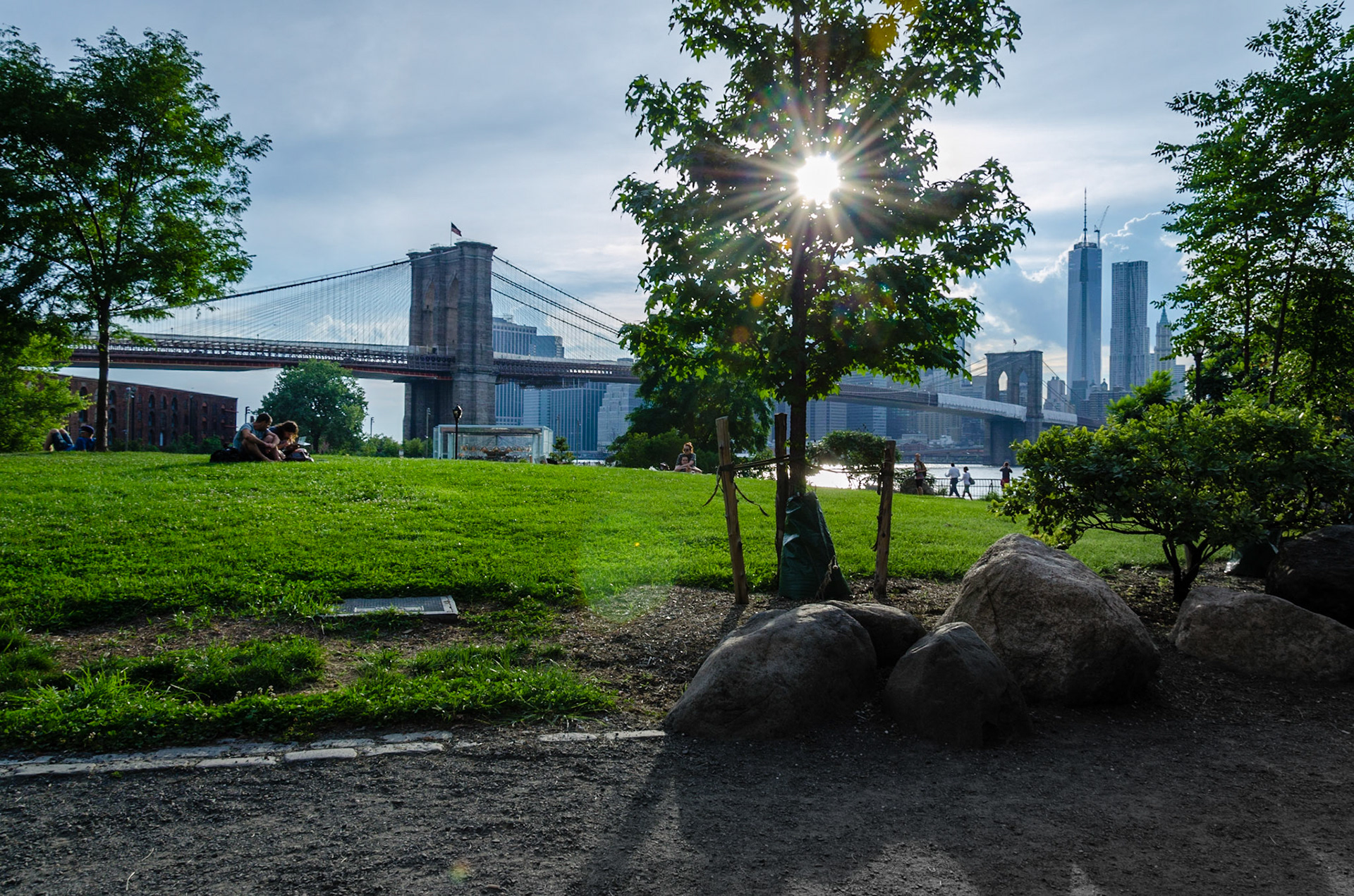 Summer landscape with Brooklyn Bridge