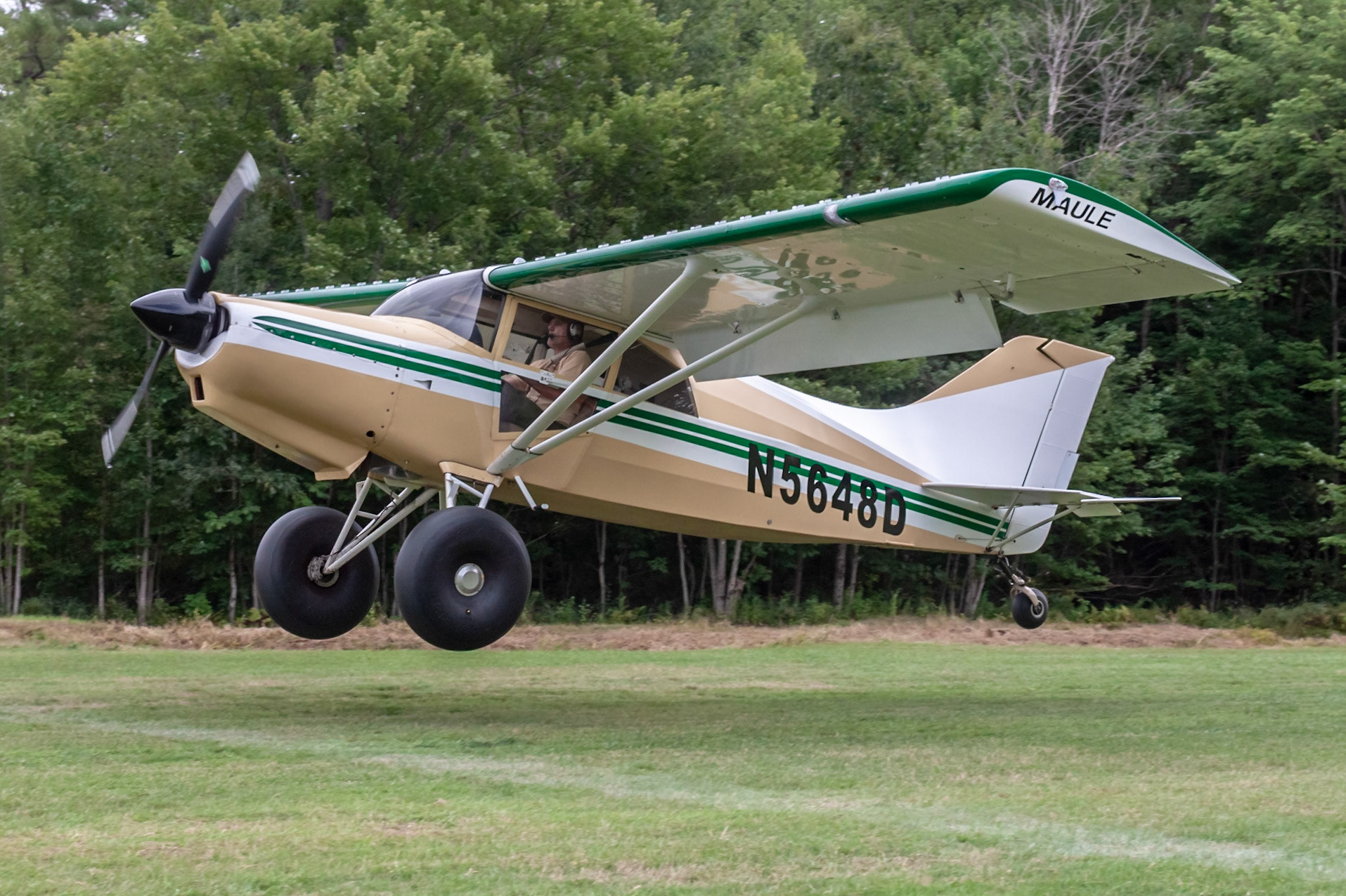 Maule M-6-235 (N5648D, c/n 7418C) at the STOL competition during the 33rd annual Bowman Field (B10; Livermore Falls, ME) Fly-in on 2019-08-24.