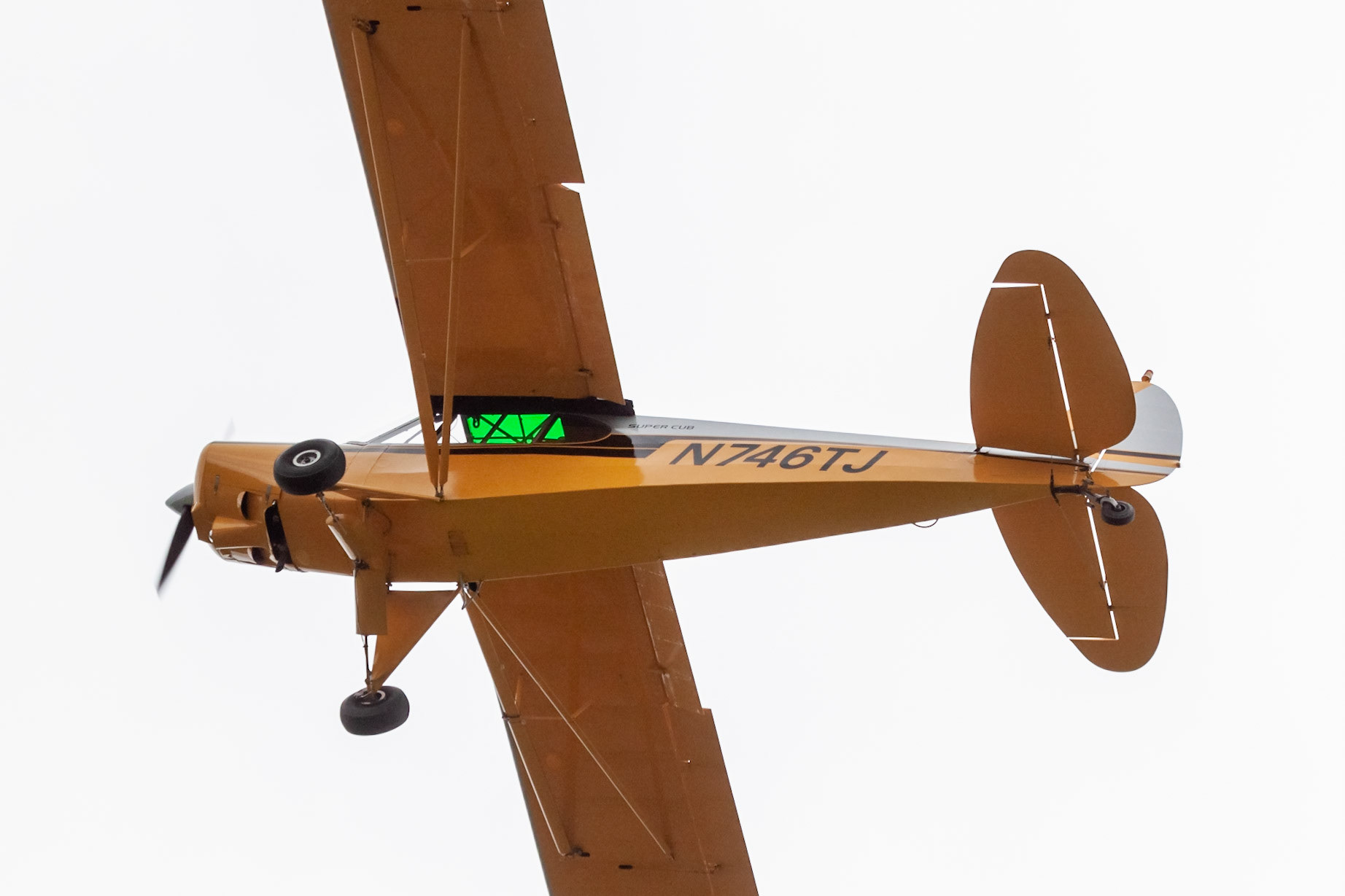 Piper PA-18-135 Super Cub (N746TJ, c/n 18-3346, ex- 53-7746) at the 33rd annual Bowman Field (B10; Livermore Falls, ME) Fly-in on 2019-08-24. This is a former Italian Army L-21B (MM53-7746, I-EIKY).