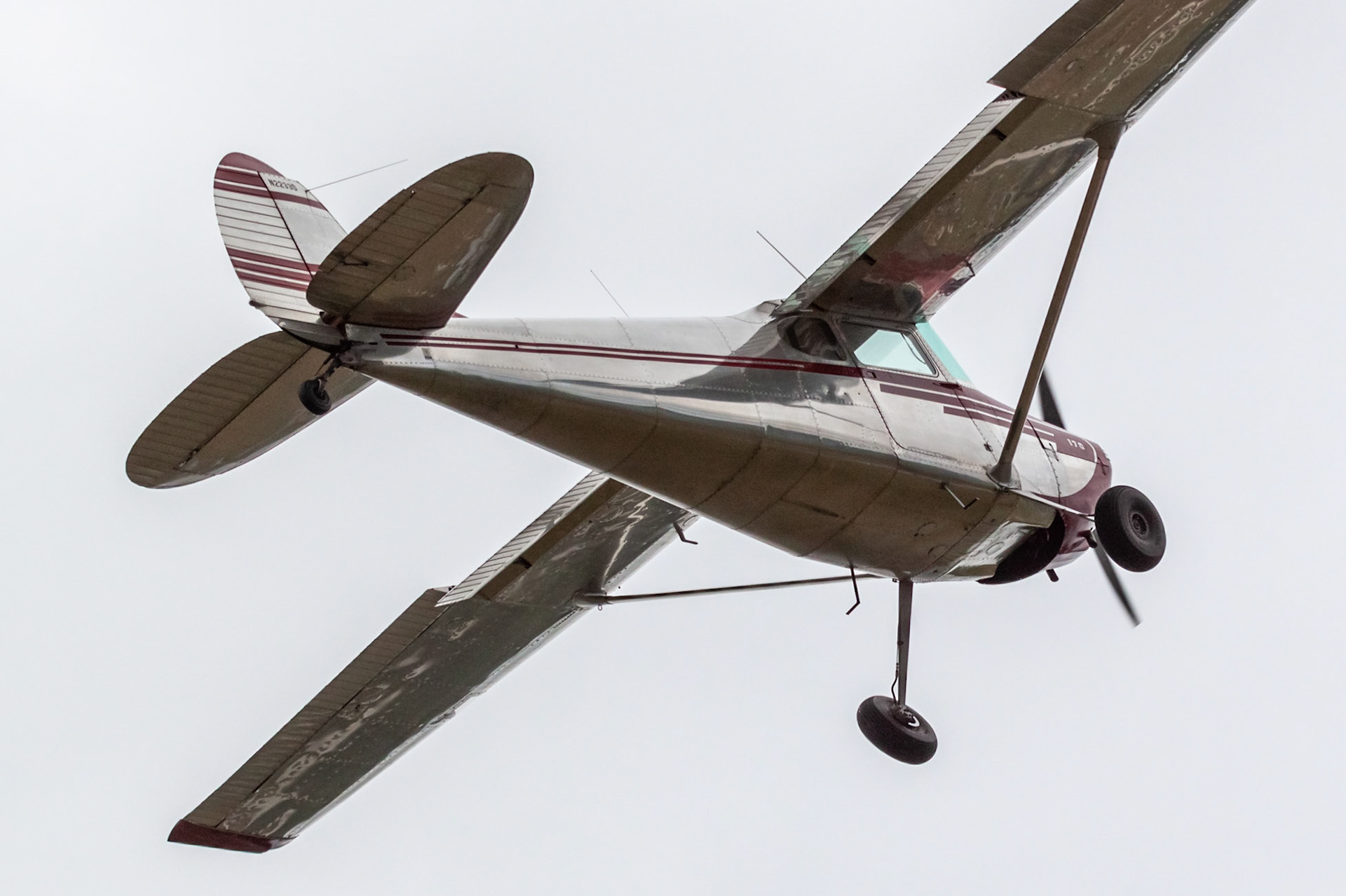 Cessna 170B (N2233D, c/n 20385) at the 33rd annual Bowman Field (B10; Livermore Falls, ME) Fly-in on 2019-08-24.