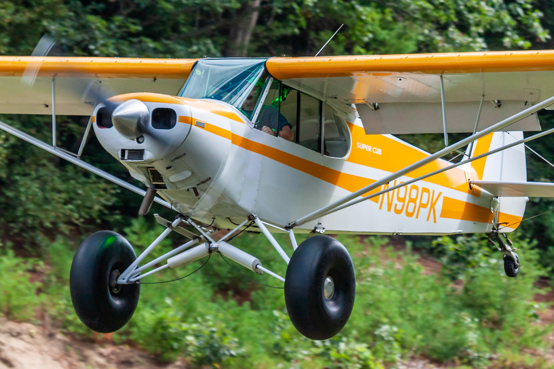 Piper PA-18-150 Super Cub (N98PK, c/n 18-8157) at the Bowman Field (B10) fly-in on 2022-08-27.