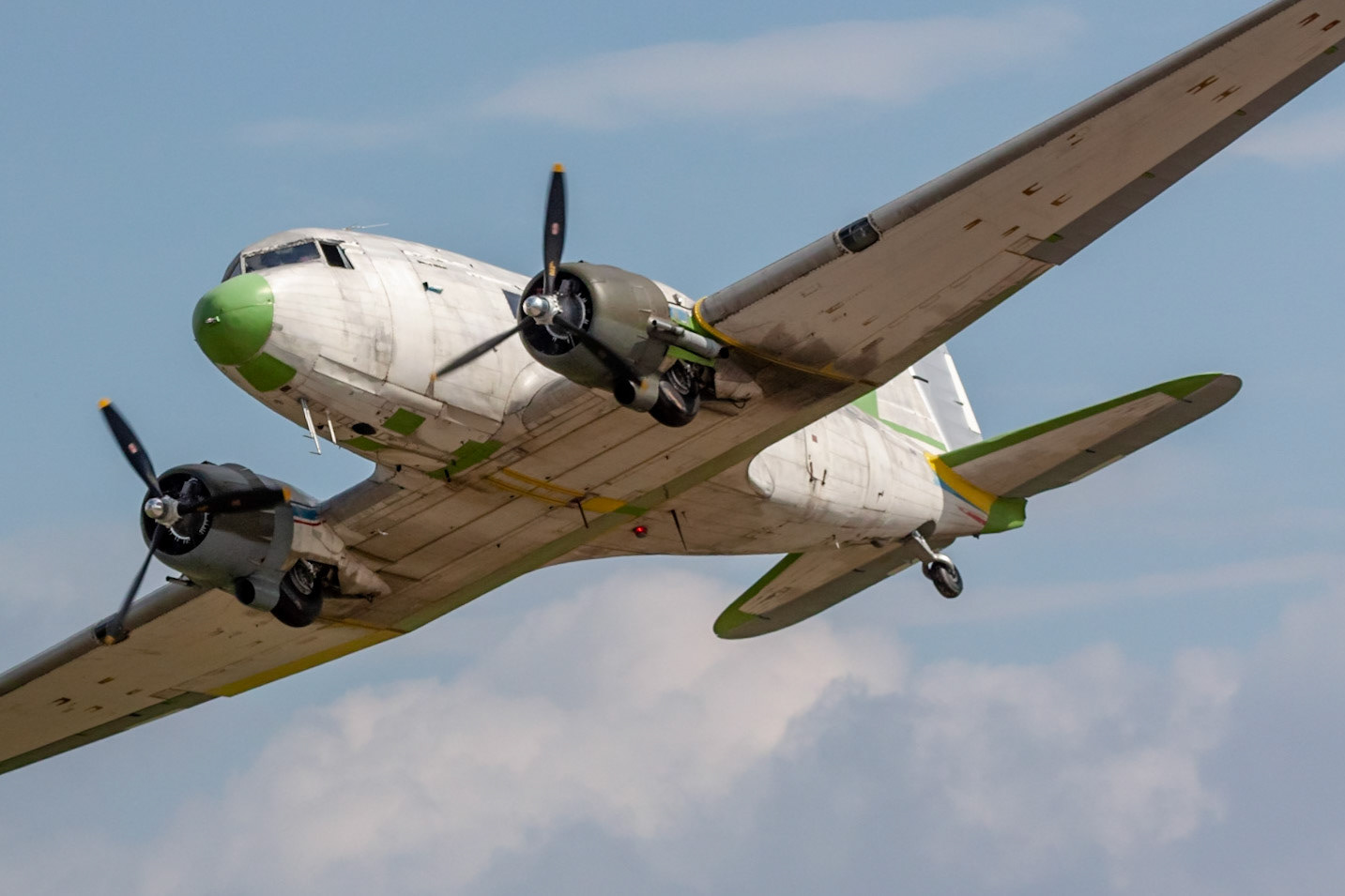 Douglas C-53-DO Skytrooper (N34DF, c/n 4865, 41-20095, “Beach City Baby”) flew for the first time in about 24 years on 2018-10-06! Here she is arriving from Beach City Airport (2D7) to her new home at Franklin Venango Regional Airport (KFKL).