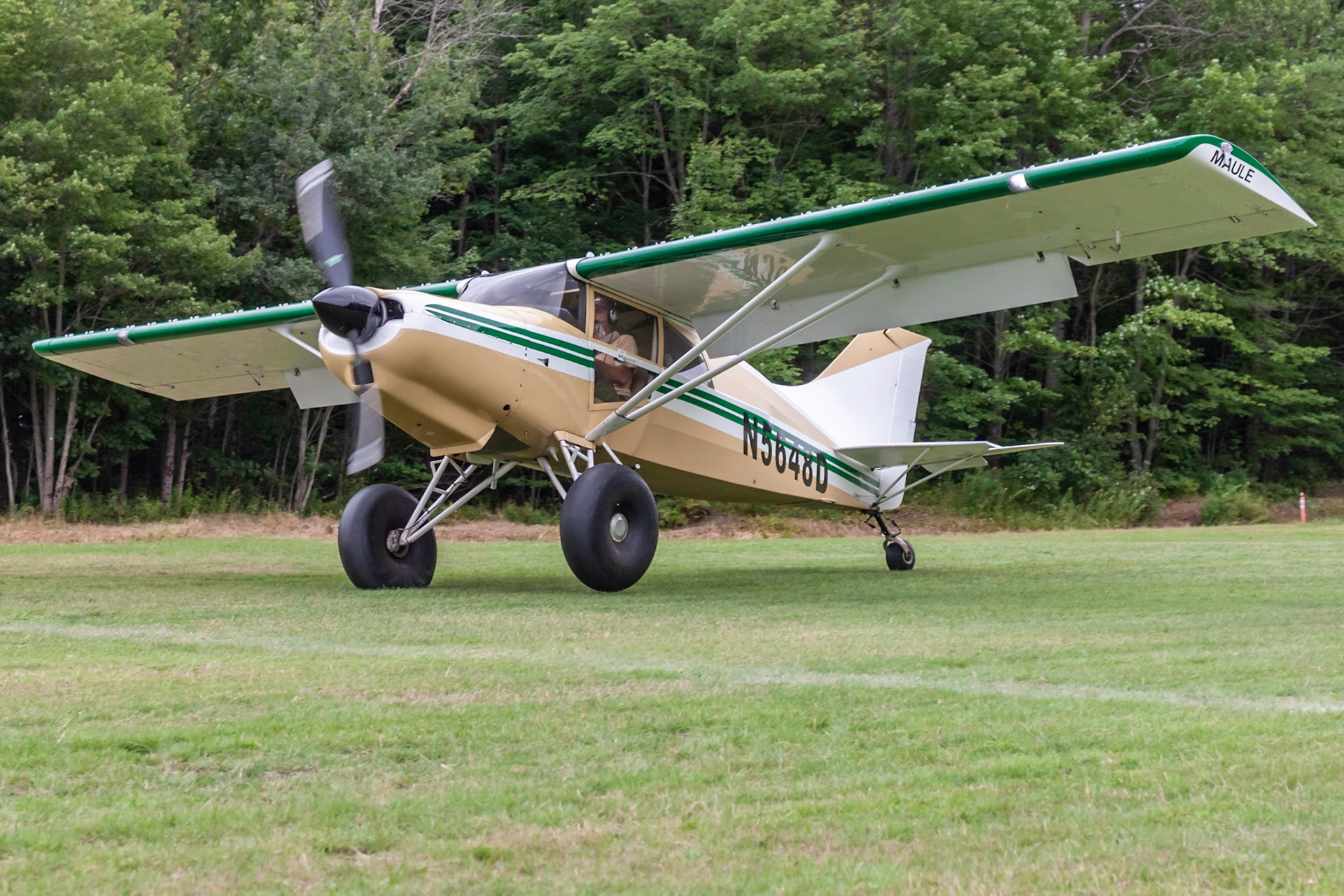 Maule M-6-235 (N5648D, c/n 7418C) at the STOL competition during the 33rd annual Bowman Field (B10; Livermore Falls, ME) Fly-in on 2019-08-24.