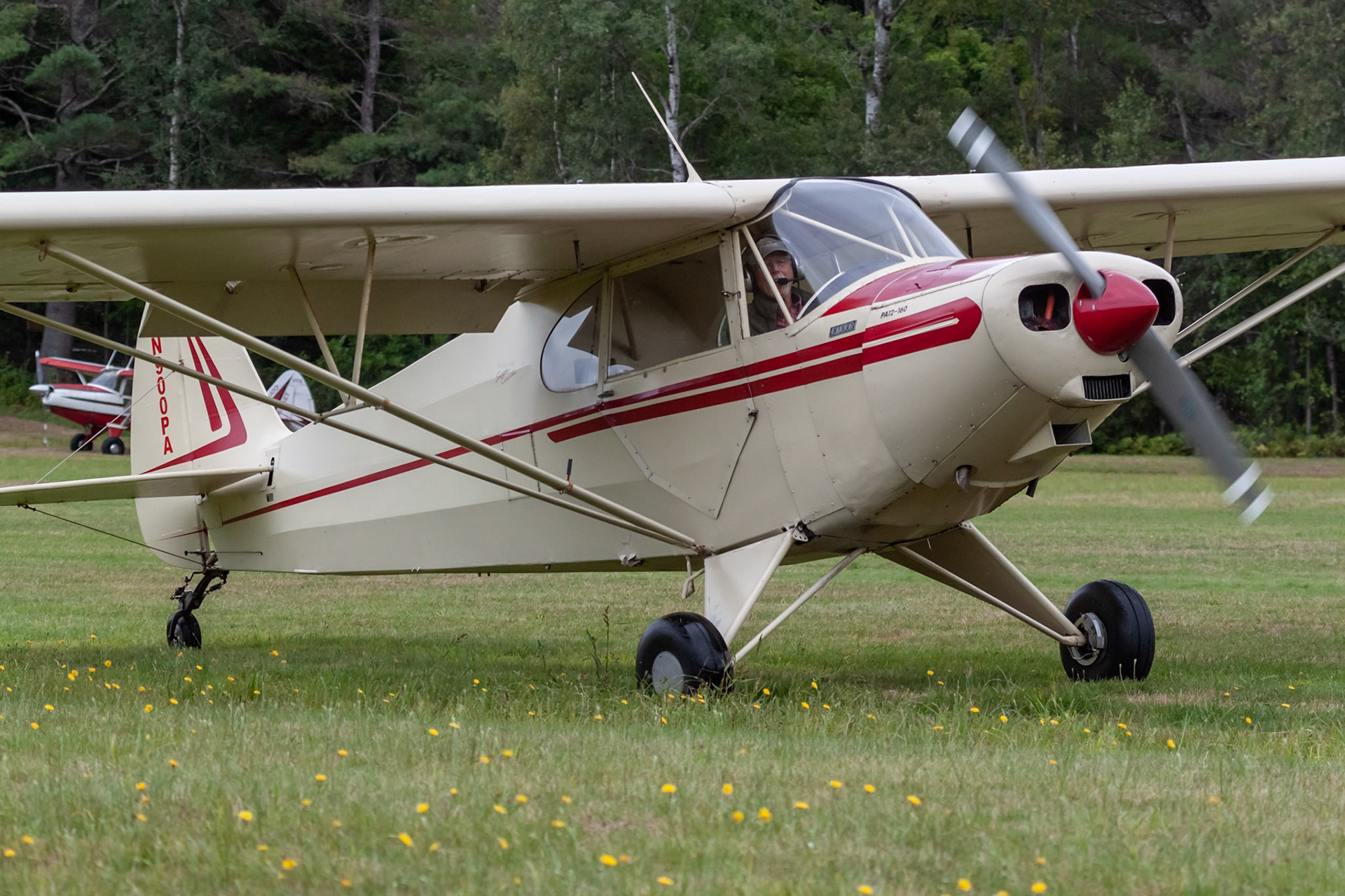 Piper PA-12 Super Cruiser (N900PA, c/n 12-2258) at the 33rd annual Bowman Field (B10; Livermore Falls, ME) Fly-in on 2019-08-24.