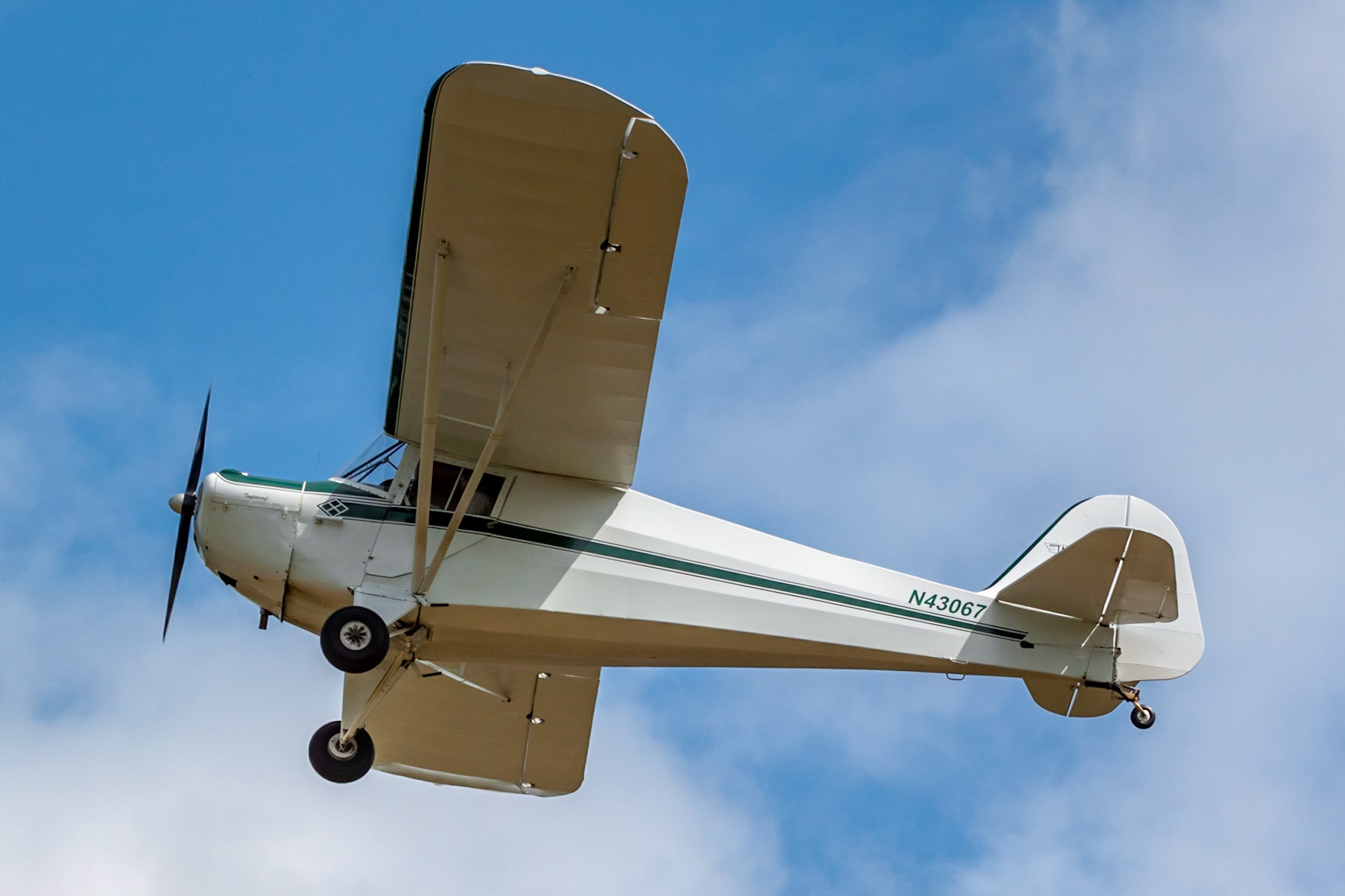 Taylorcraft BC12-D (N43067, c/n 6726) at the 33rd annual Bowman Field (B10; Livermore Falls, ME) Fly-in on 2019-08-24.
