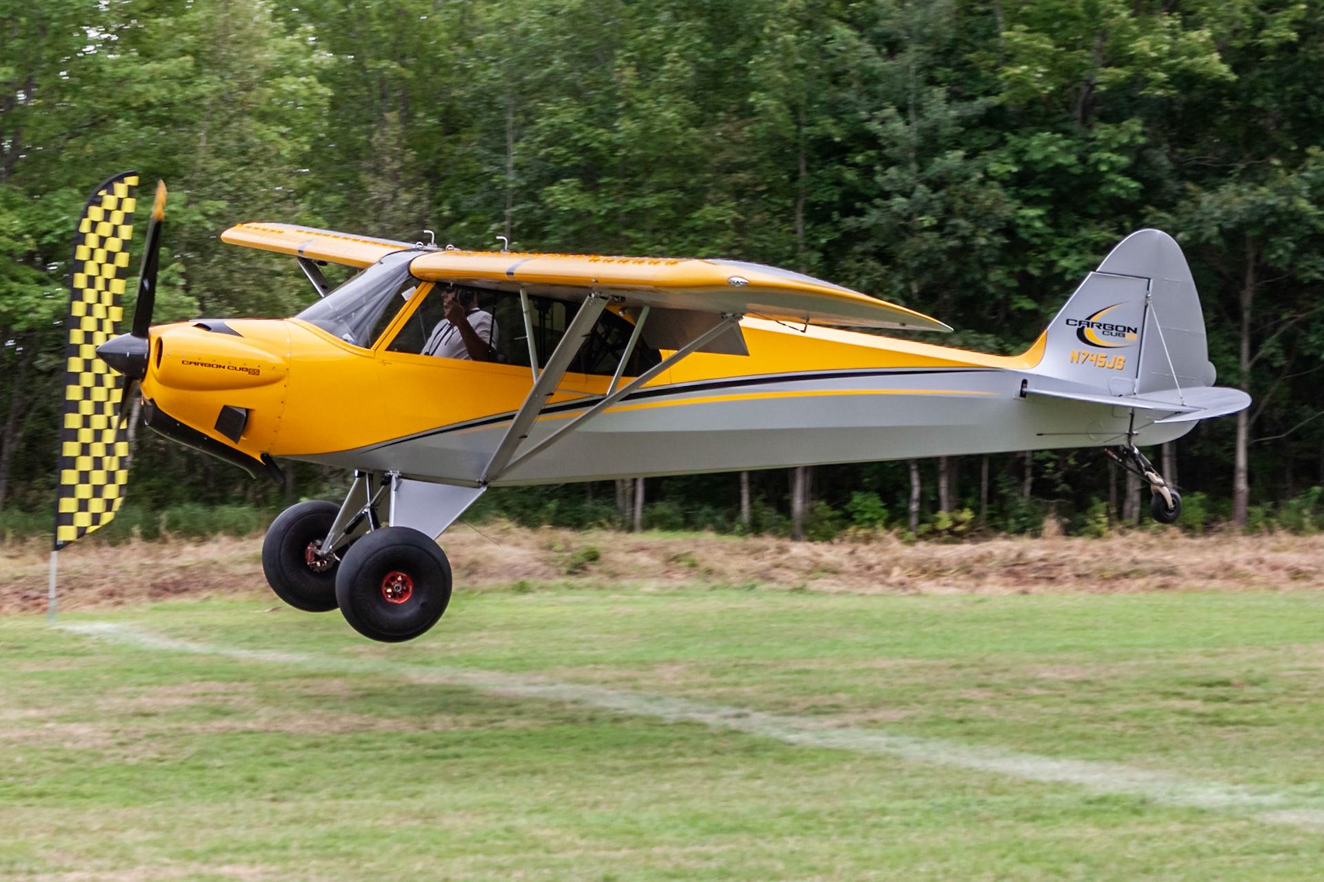 CubCrafters CC11-160 Carbon Cub SS (N745JB, c/n CC11-00249) at the STOL competition during the 33rd annual Bowman Field (B10; Livermore Falls, ME) Fly-in on 2019-08-24.