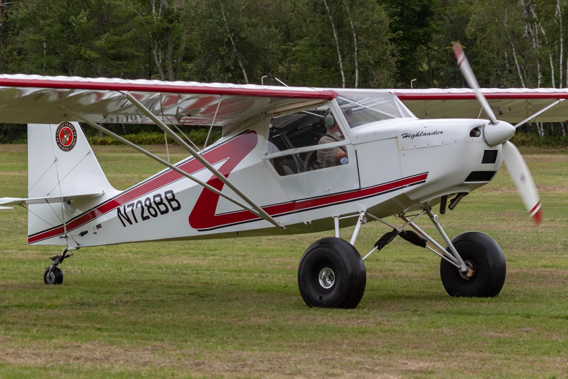 Just Aircraft Highlander (N728BB, c/n JAESC 0124) at the 33rd annual Bowman Field (B10; Livermore Falls, ME) Fly-in on 2019-08-24.