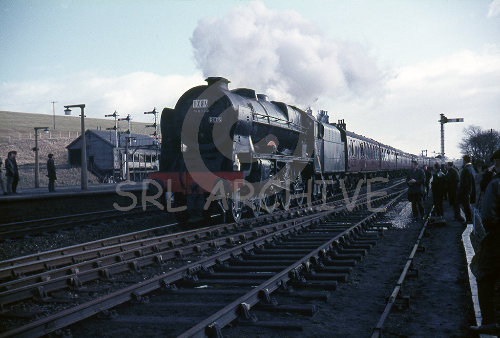 46115 'Scots Guardsman' at departing Hellifield with the RCTS Rebuilt scot rail tour 13th February 1965 SRL No 248 