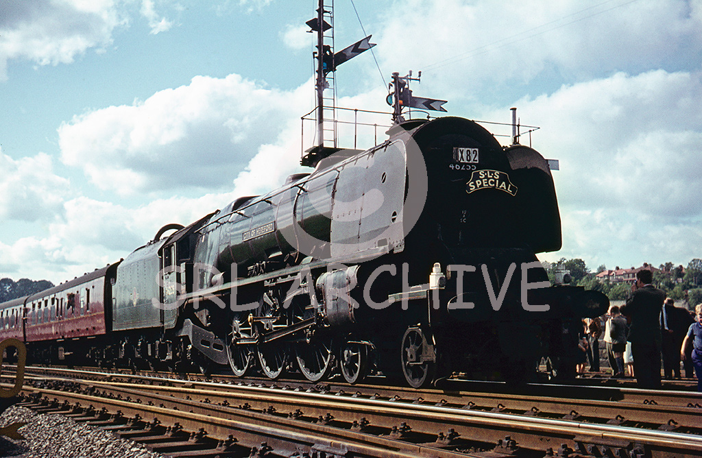 46255 City of Hereford stands at Skipton with the SLS Pacific Pennine rail tour 12th July 1964 SRL No 328