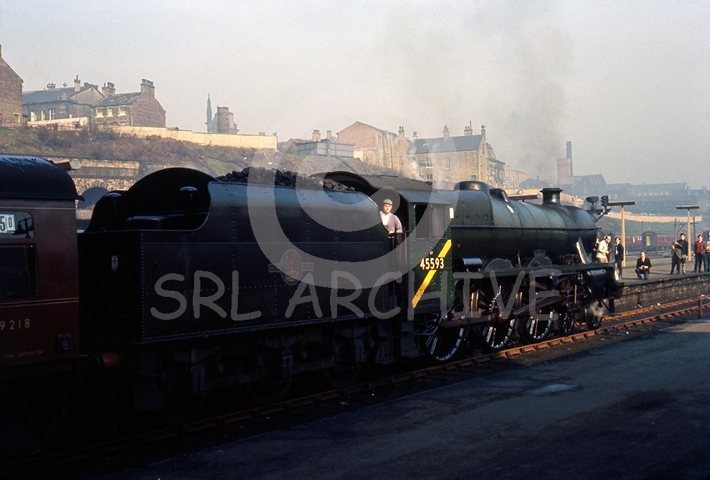 45593 Kolhapur at Bradford Foster Square station JRS South Yorkshireman rail tour 30th April 1966 SRL No 244