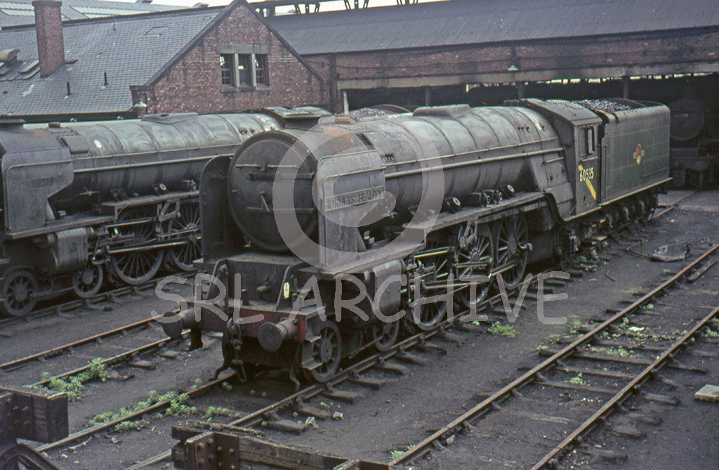 60535 'Hornets Beauty' on shed at Glasgow Polmadie in May 1965 withdrawn one month later SRL No 592 