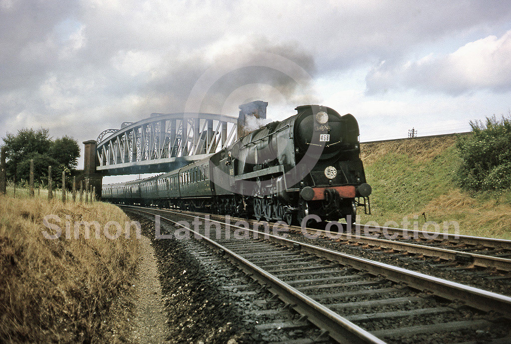 34058 'Sir Frederick Pile' takes the Salisbury line under Battledown Flyover at Worting 14th July 1962 SRL No 846 