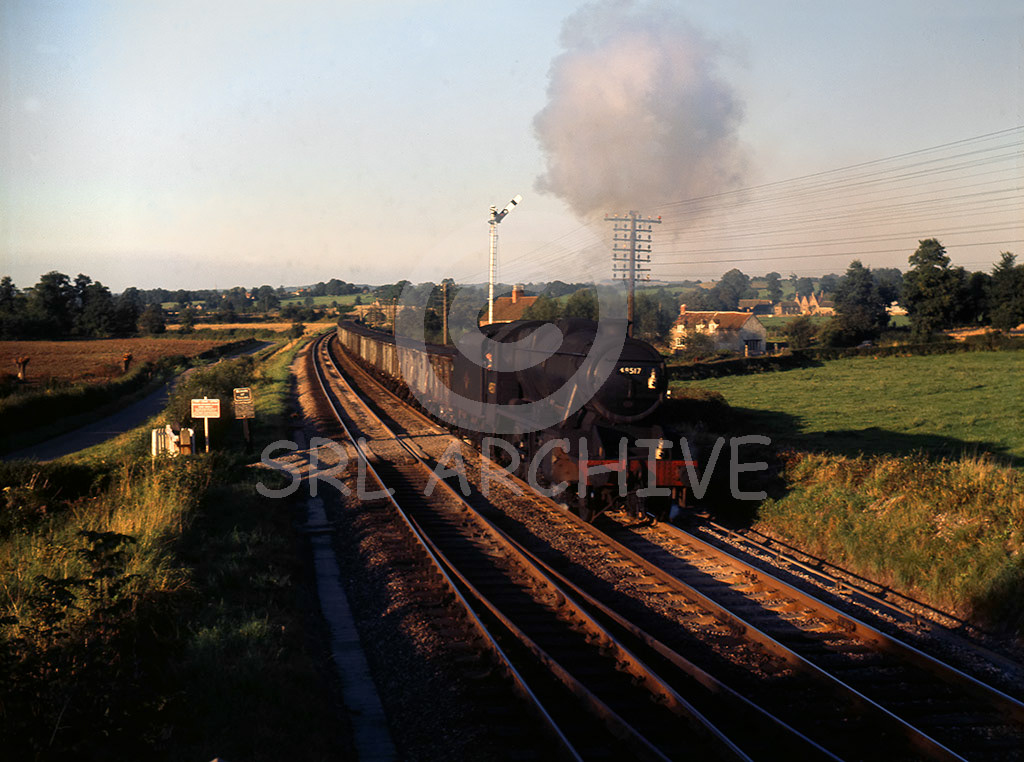 48517 near Worcester mid 1965 freight of coal wagons on a lovely summer evening SRL No 619  