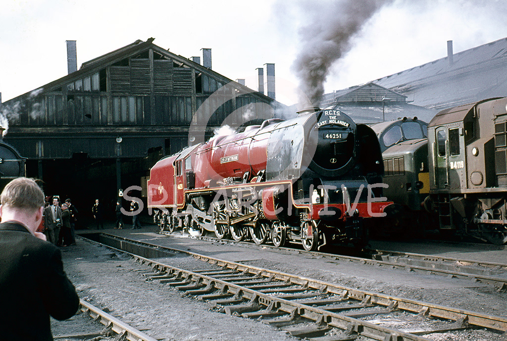 46251 City of Nottingham on shed at Swindon RCTS The East Midlander rail tour 9th May 1964 SRL No 237
