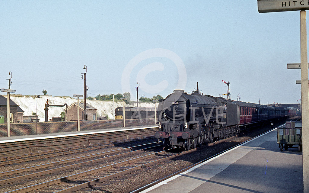 60148 'Aboyeur' on the down fast through Hitchin sometime in 1962 SRL No 52 