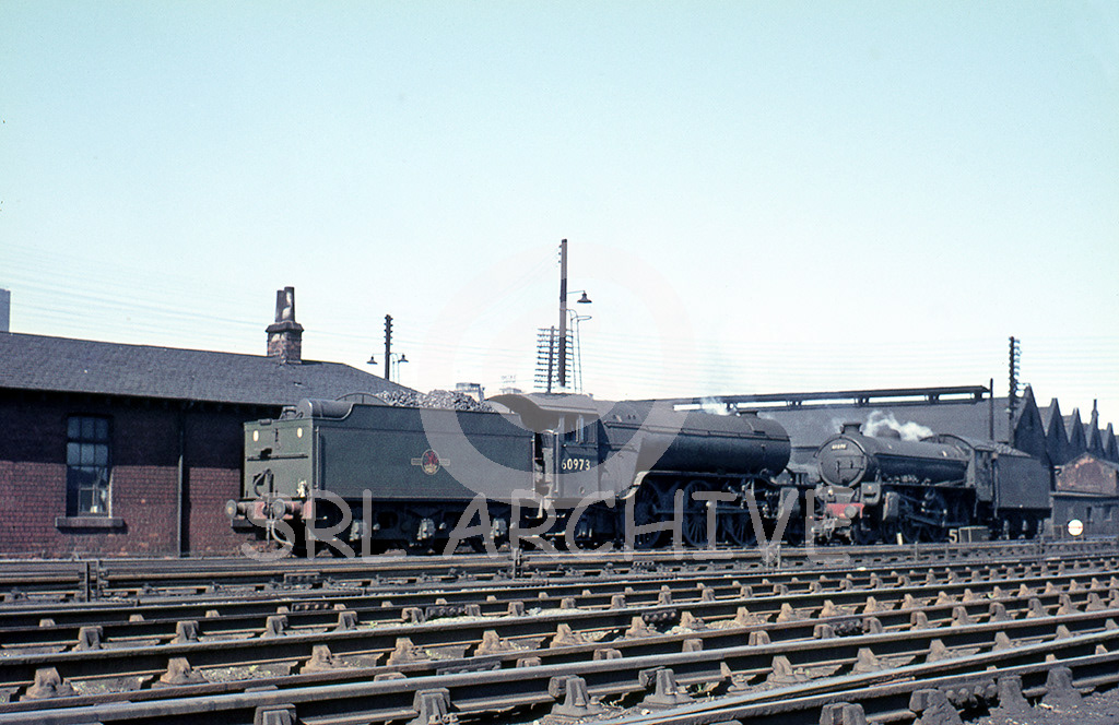 60973 on shed at Dundee Tay Bridge with an unknown Thompson B1 Class engine 17th July 1965. 60973 had only six more months left of service before withdrawal in January 1966 SRL No 297 