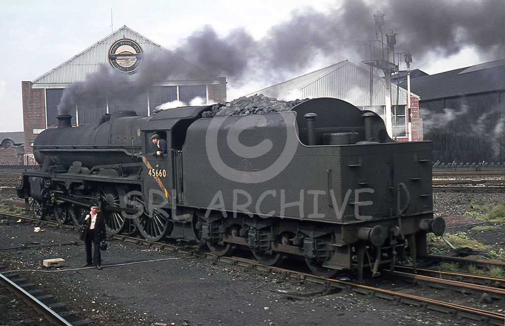 45660 Rooke on shed at Leeds Holbeck 28th August 1965 SRL No 914