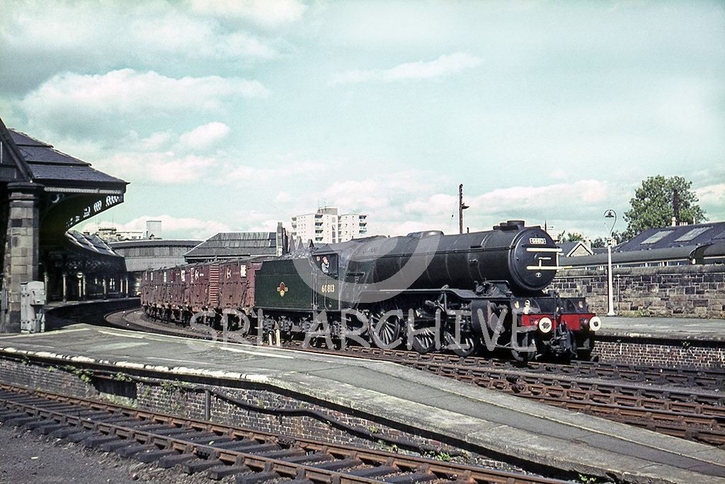 60813 arriving at Perth station with the 2.50pm goods seen here with stovepipe chimney and shovel rim smoke deflectors 18th August 1966 SRL No 844 