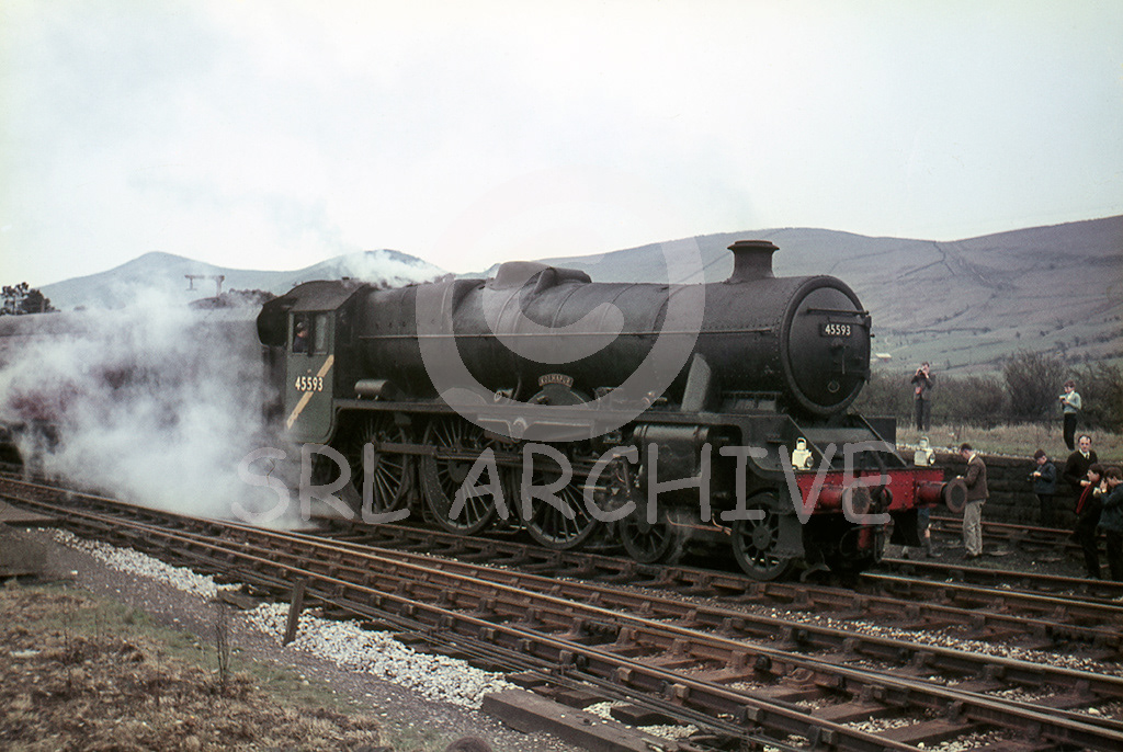 45593 Kolhapur at Chinley Middleton Railway Society Derbyshire Dawdler rail tour 22nd April 1967 SRL No 261