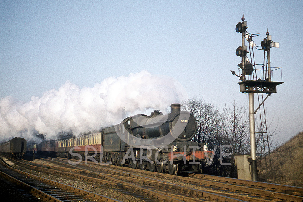 5019 'Treago Castle' at Oxley Sidings with the Birkenhead-Paddington express 10th January 1960 Alan Chandler MBE/SRL No 288 