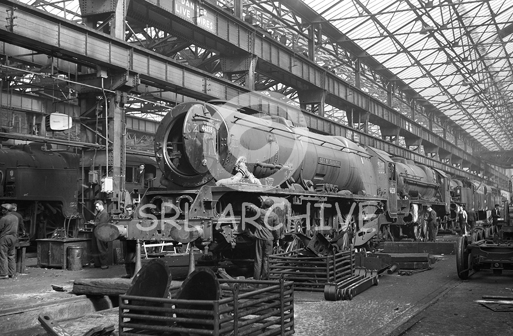46238 City of Carlisle inside the erecting shop at Crewe Works August 1961 SRL No 1086 