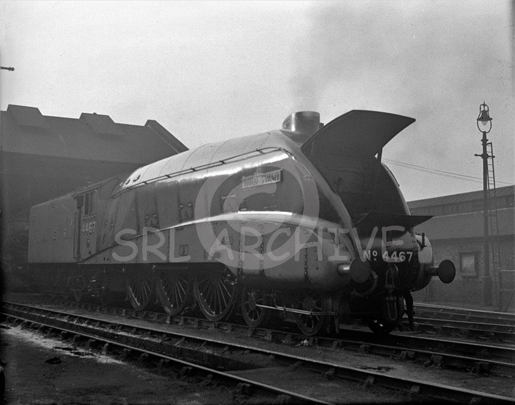 4467 'Wild Swan' on shed with cod mouth open at Top Shed 1930's SRL No 456 
