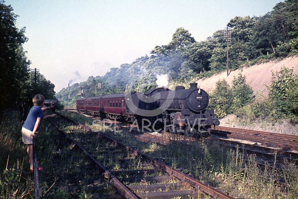 61153 of 41D Rotherham Canklow shed on the 1-100 climb from Sheffield Midland station maybe to Buxton in June 1964 Barry Collins/SRL No 935 