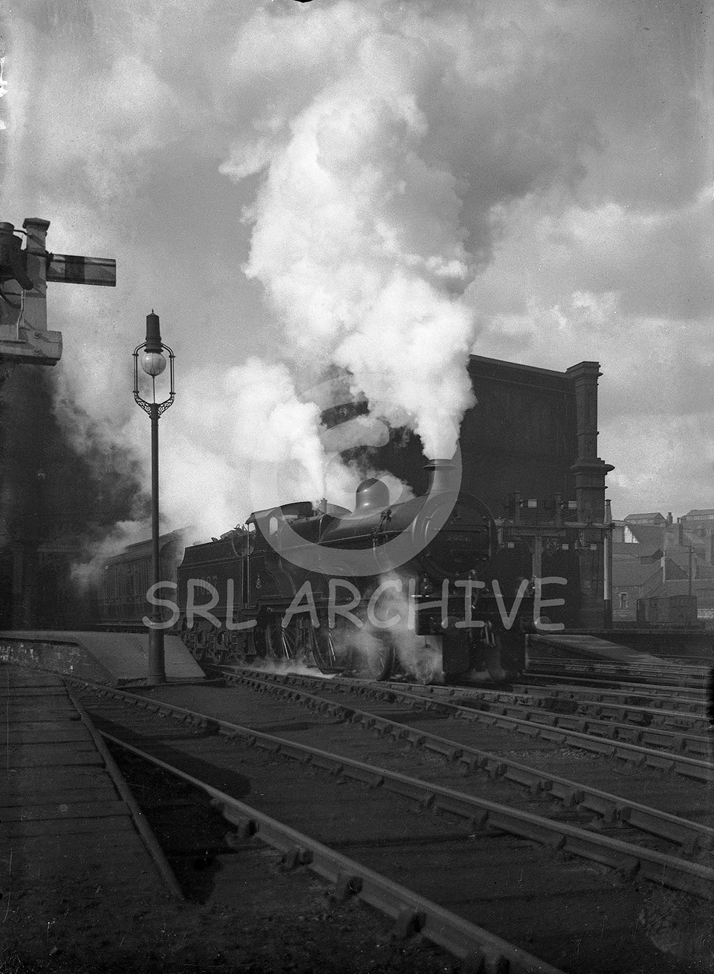 Compound 4-4-0 No 1027 departs Carlisle Citadel station pre 1923 Glass Plate Negative SRL No 885