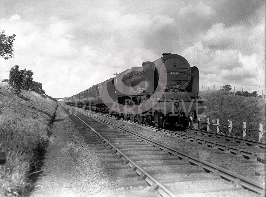 Stanier LMS Royal Scot Class 4-6-0 No 46165 'The Ranger 12th London Regiment' near Bay Horse around 1951 a year before the locomotive was rebuilt William Hubert Foster/SRL No 221 