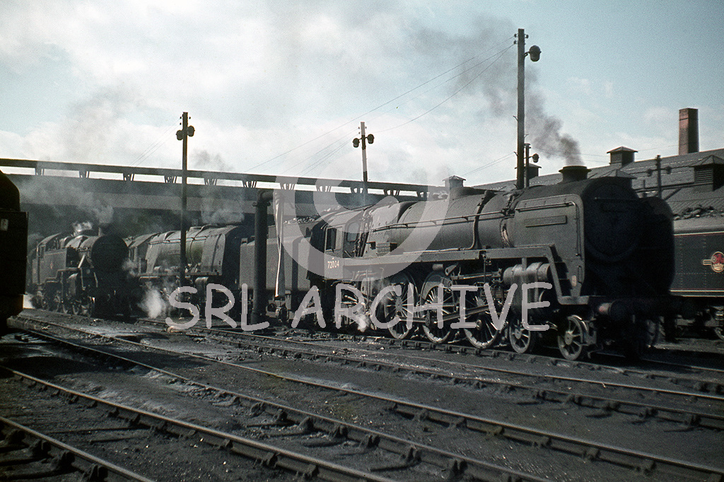 46239 City of Chester at Glasgow Polmadie MPD along with BR Clan No 72004 Clan Macdonald pre December 1962 SRL No 597 