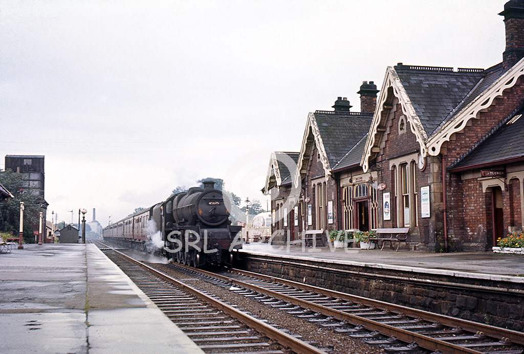 45675 Hardy heading south through Appleby West station with IS67 09.15 St Pancras-Glasgow 30th July 1966 World Cup Final day SRL No 937 
