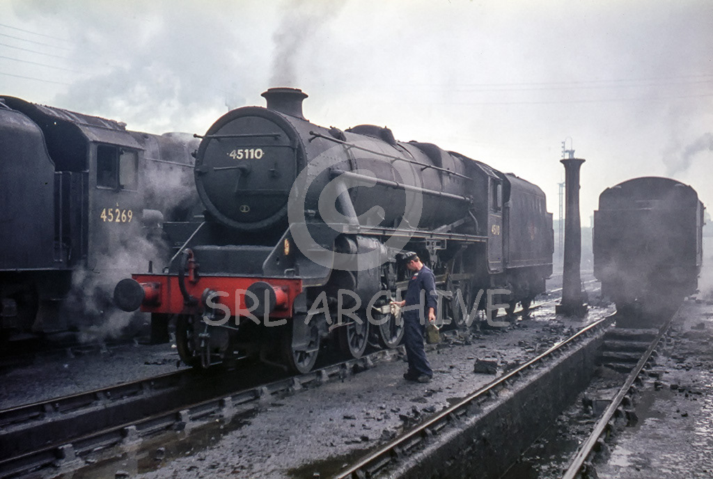 45110 being prepared on shed at Burnley Rose Grove 2nd July 1968 a wonderful study along side No 45269 SRL No 1053 