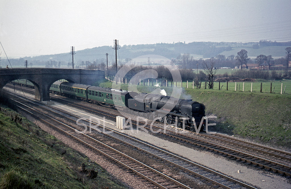 34036 'Westward Ho' near Tilehurst on a York-Bournemouth express 3rd April 1965 Alan Chandler MBE/SRL No 555 