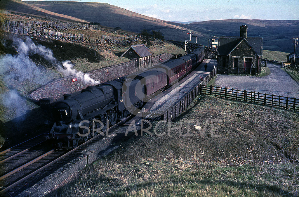 45126 at Dent station on the Settle & Carlisle Railway possibly the 3.40pm Bradford Foster Square-Carlisle stopper around 1965 SRL No 801 