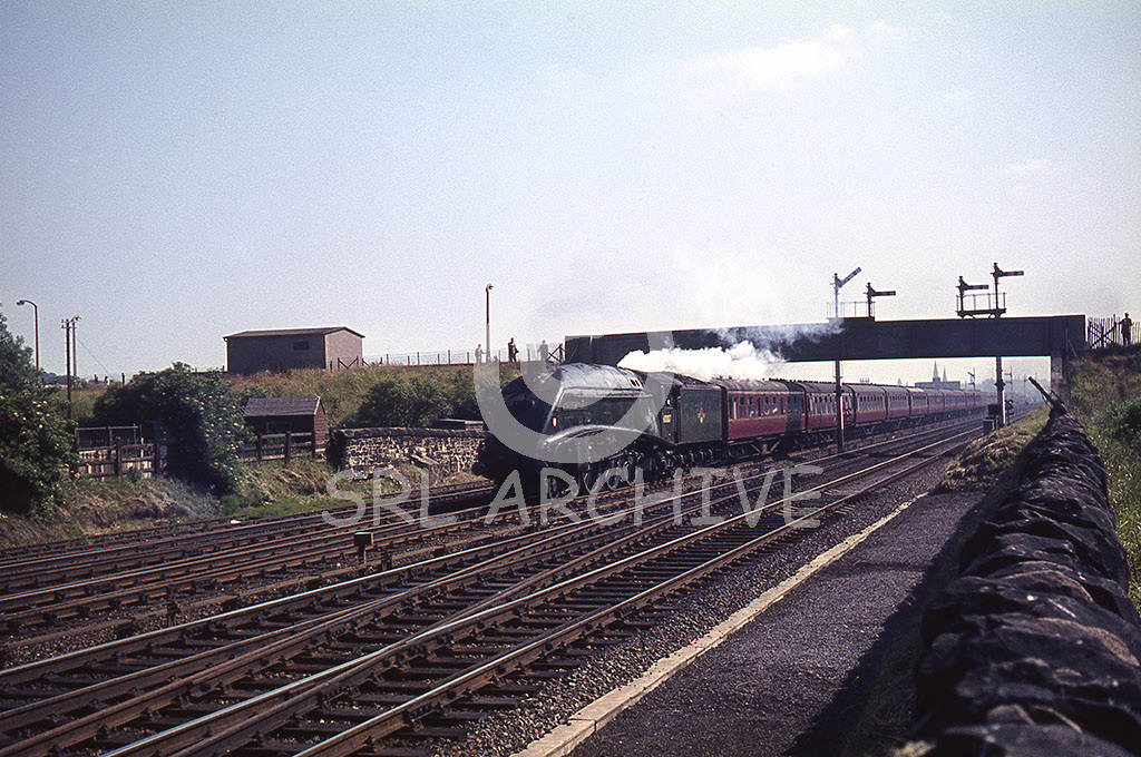 60007 'Sir Nigel Gresley' on the 3 hour express Glasgow-Aberdeen seen here at Saughton Junction heading towards the Forth Bridge 17th July 1965 SRL No 946 
