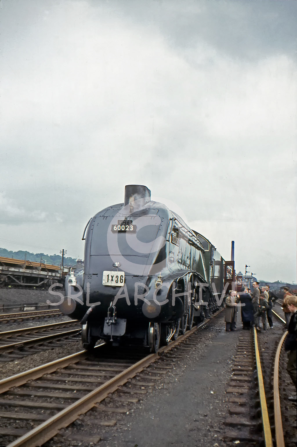 60023 'Golden Eagle' at Skipton with the RCTS The Three Summit rail tour seen here with injectors problems 30th June 1963 SRL No 123 