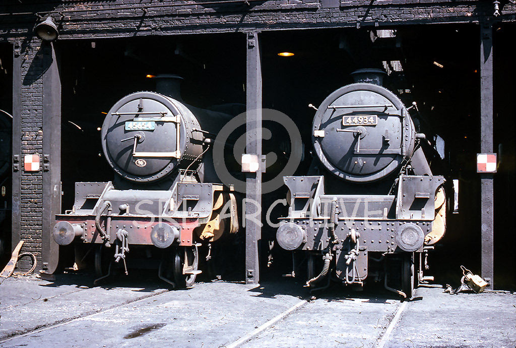 44934 along side Jubilee No 45654 'Hood' at Newton Heath, Manchester 15th May 1966 SRL No 1125 