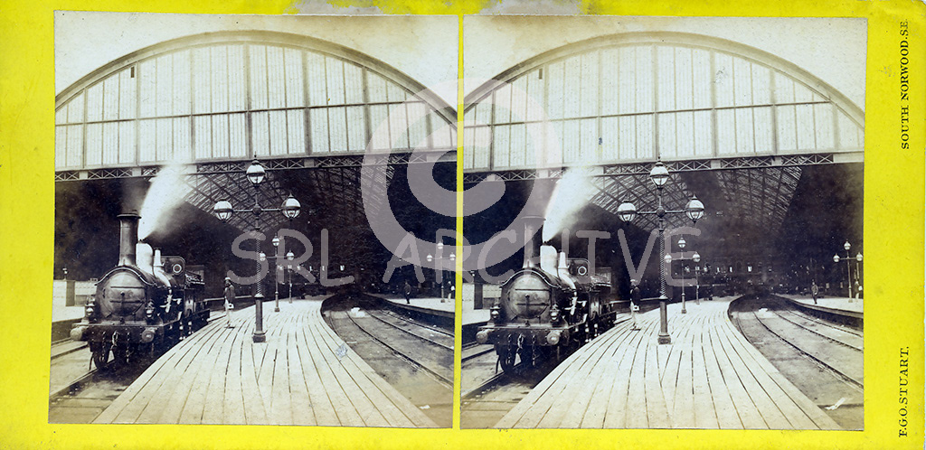 Early stereocard pre 1882 of Charing Cross station opened in 1864 by the South Eastern Railway. The card was taken by Scottish photographer Francis Godolphin Osbourne Stuart who had a business at 6, Gloucester Terrace, Penge road South Norwood, London until 1882 when he left for Southampton. SRL No 321 